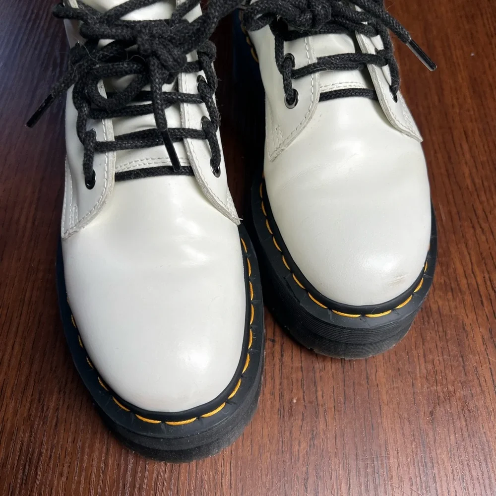 Dr. Martens White Platform Leather Women's Boots - Picture 9 of 9